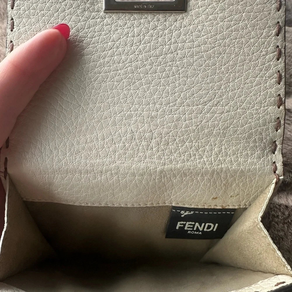 Fendi Compact Peekaboo Bi-Fold, Bi-Color in Pink Rose Camelia and White Selleria